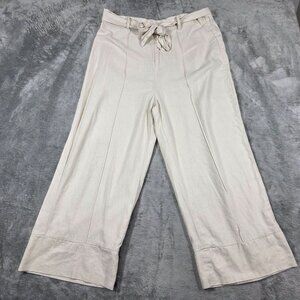 Joie Pants XL Cream Linen Blend Wide Leg Belted Resort Beach Flowy Boho Natural